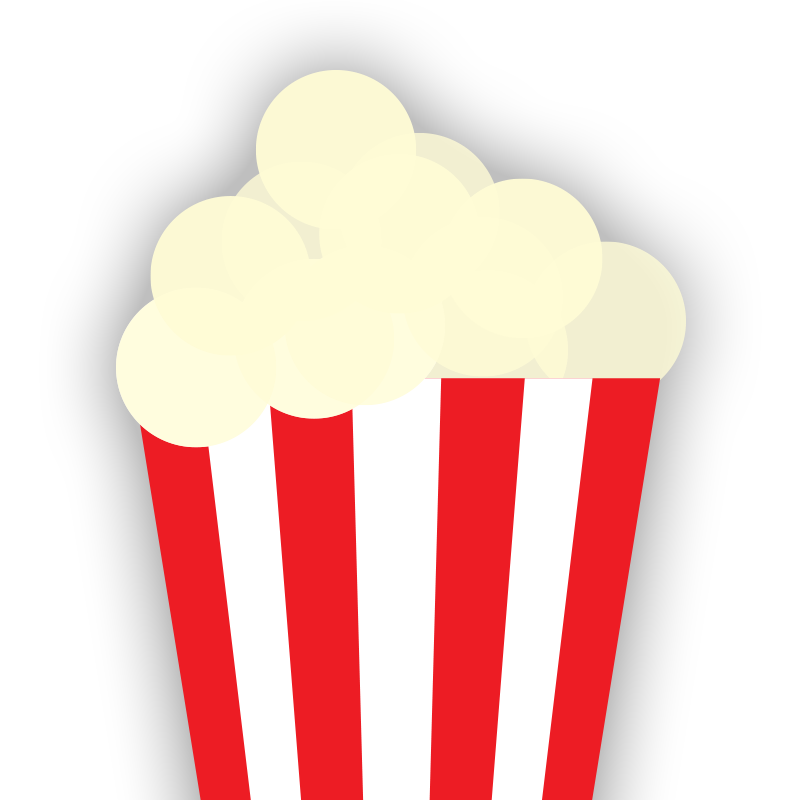 Red Striped Popcorn Cup with Large Fluffy Popcorn Top PNG Clipart