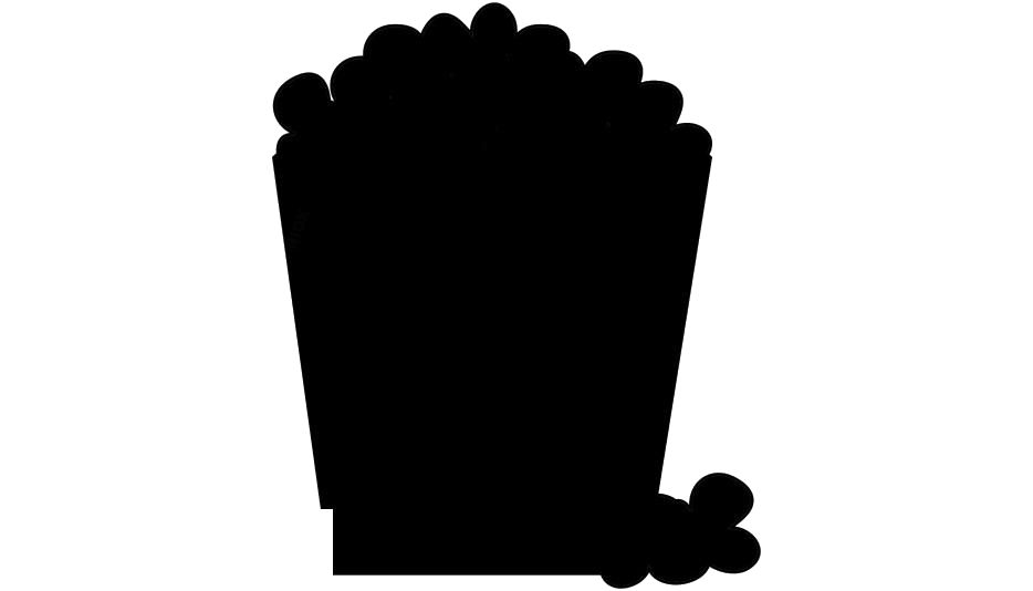 Solid Black Silhouette of Tall Movie Popcorn Bucket PNG Icon
