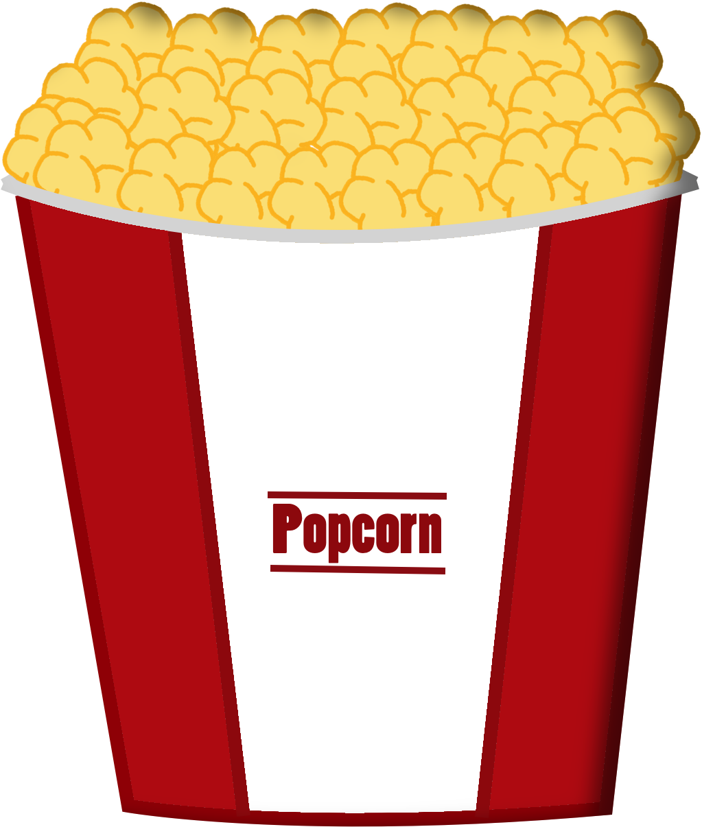 Tall White Popcorn Cup with Red Rim and Red Wordmark PNG Product Image