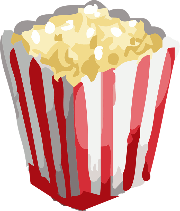 Three Dimensional Red and White Cinema Popcorn Box PNG Render