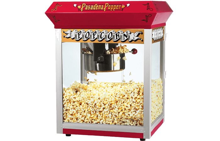Vintage Red Movie Theater Popcorn Machine with Glass Display PNG Image