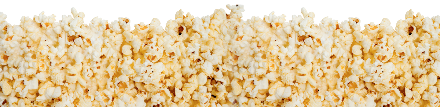 Wide Horizontal Strip of Golden Popped Popcorn Kernels PNG Food Border