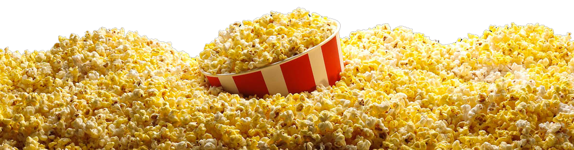 Wide Popcorn Banner with Small Red Cinema Carton PNG Food Graphic