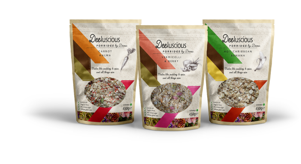 Assorted Natural Grain and Oatmeal Porridge Bags Product Line PNG Image