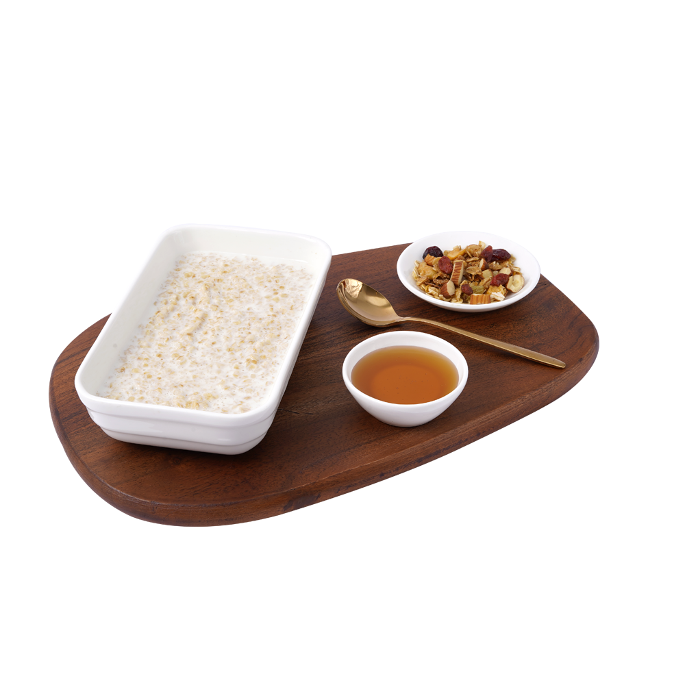 Breakfast Rice Porridge with Condiments and Spice on Serving Tray PNG Image