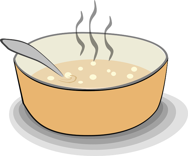 Cartoon Pot of Hot Porridge Simmering with Wooden Spoon PNG Graphic