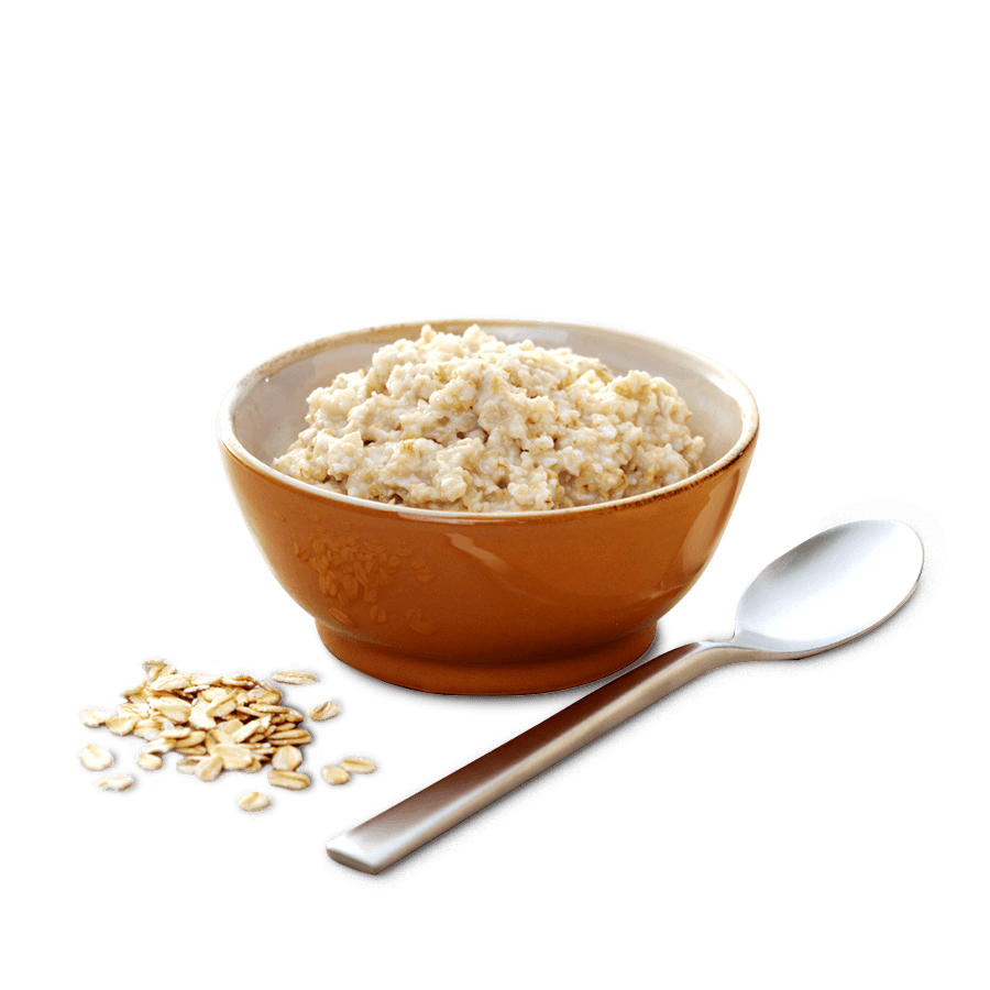 Creamy Breakfast Porridge in Brown Ceramic Bowl with Spoon PNG Food Image
