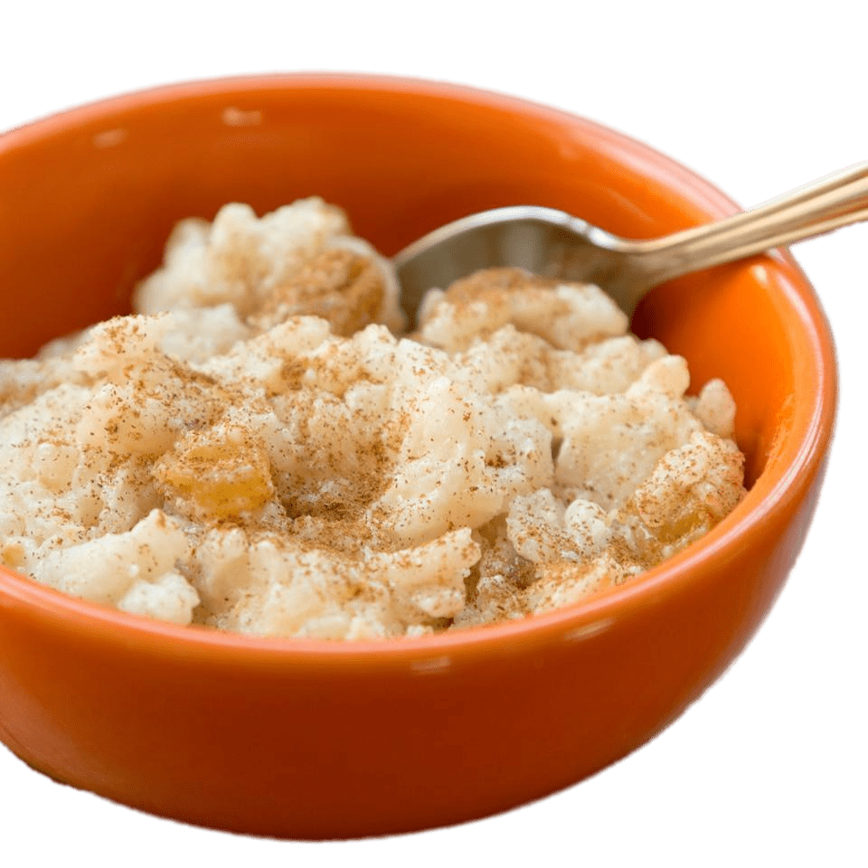 Creamy Grain Porridge with Golden Toasted Cubes in Orange Bowl PNG Image
