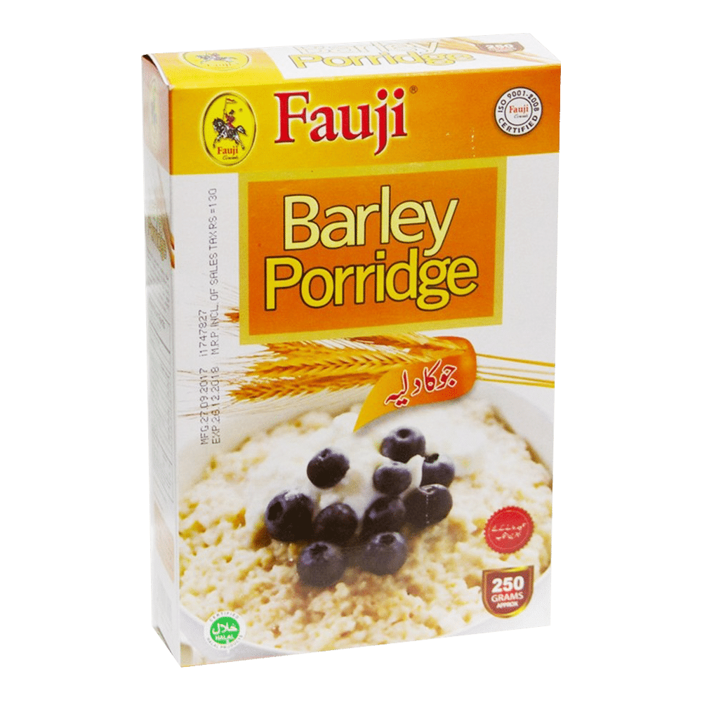 Fauji Barley Porridge Breakfast Cereal Box with Fruit PNG Product Image