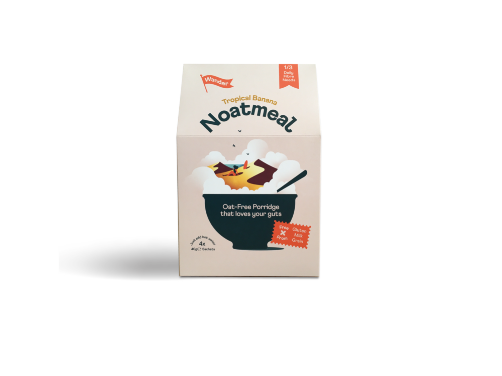 Packaged Instant Breakfast Porridge Mix in White Stand Up Bag PNG Image