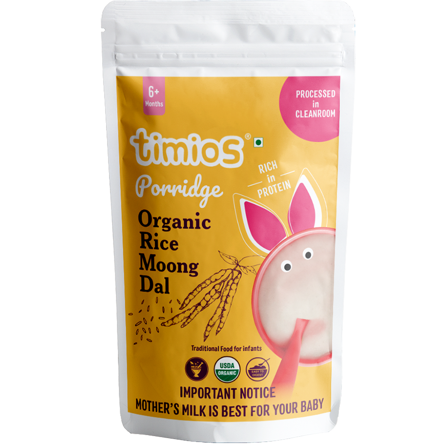 Timios Organic Rice and Quinoa Baby Porridge Pouch with Pink Bear PNG