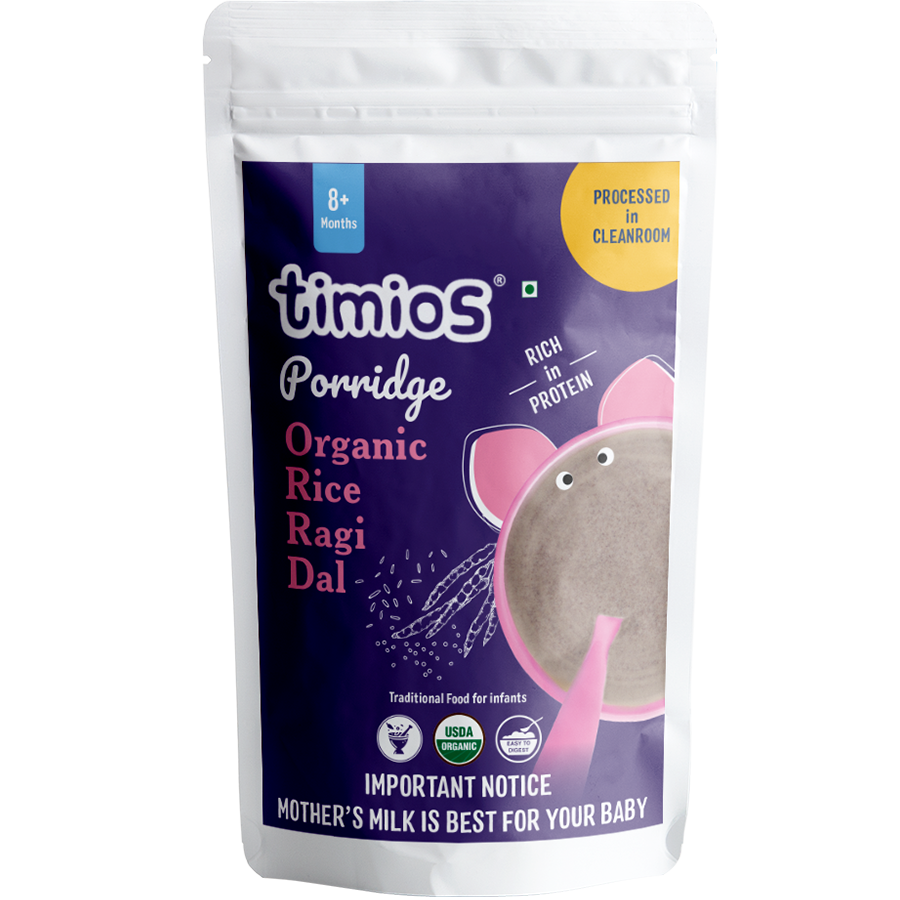 Timios Organic Rice and Ragi Baby Porridge Pouch Packaging PNG Image