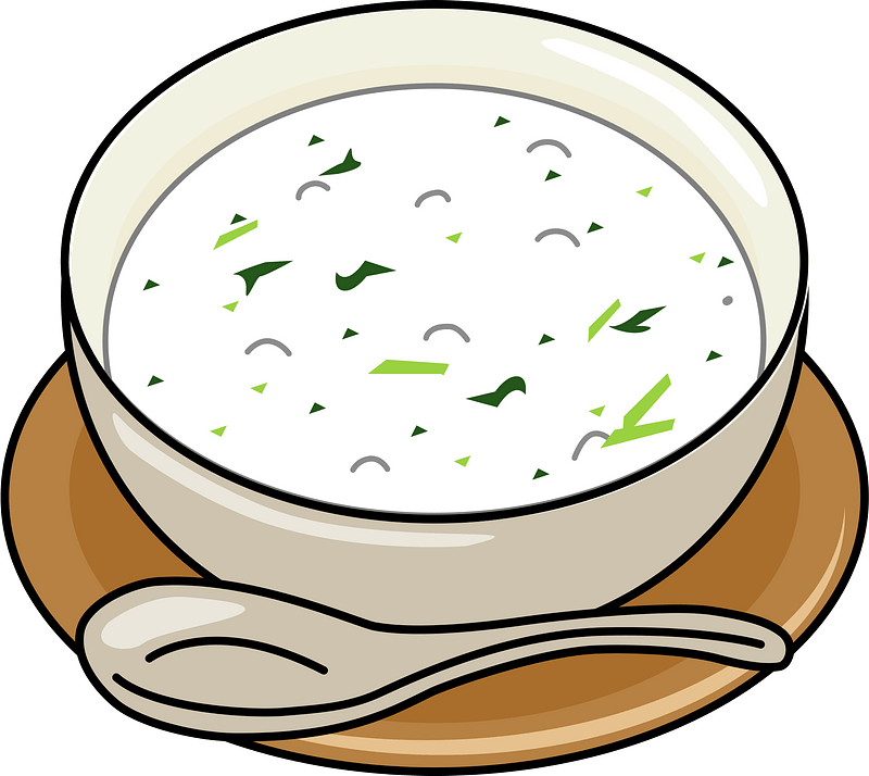 White Creamy Porridge Bowl Garnished with Fresh Green Herbs PNG Illustration