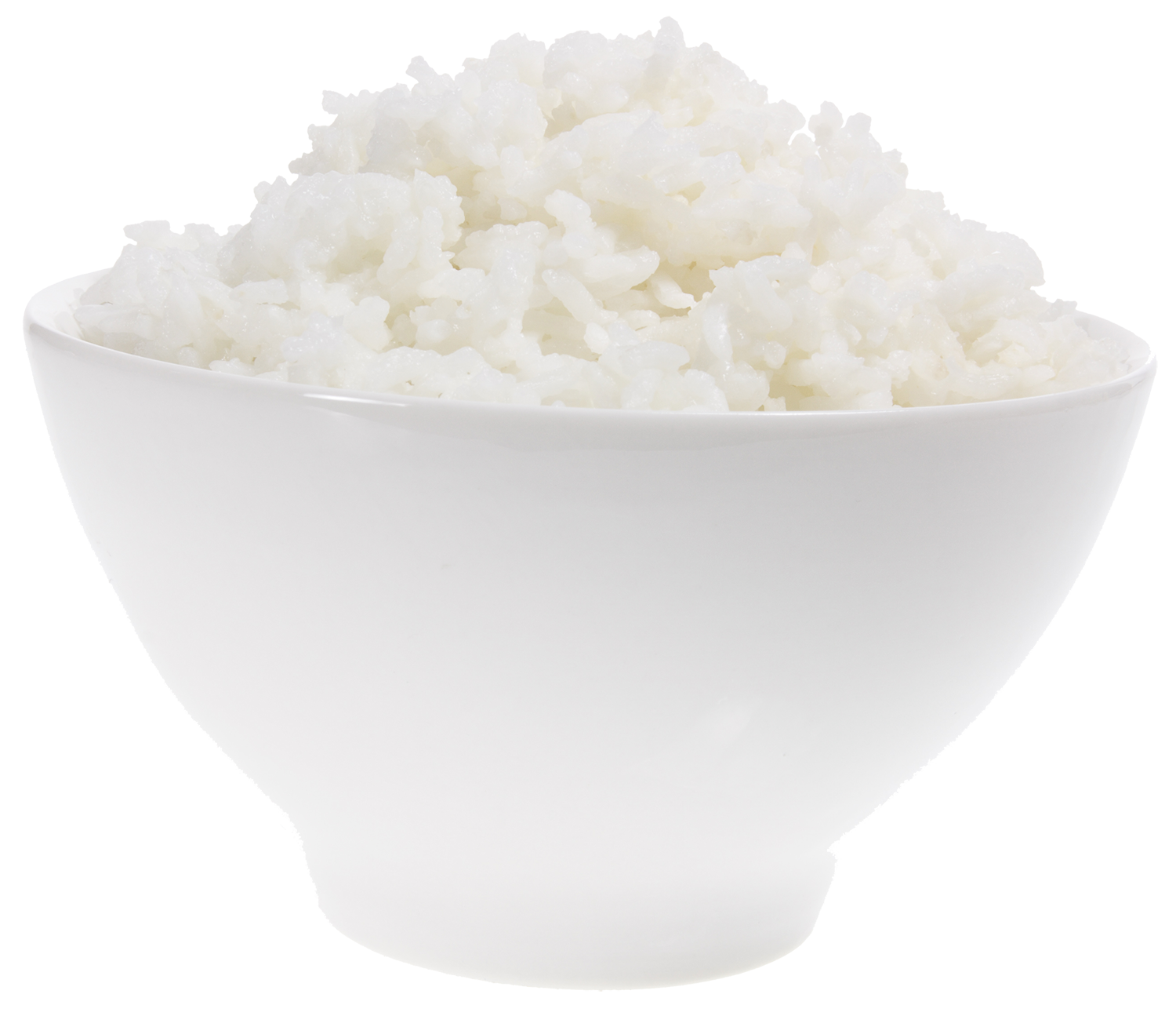 Fluffy Steamed White Rice in White Ceramic Bowl PNG Food Image
