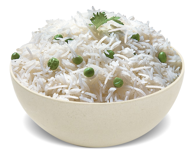 Rice with Green Peas and Fresh Herbs in White Bowl PNG Image
