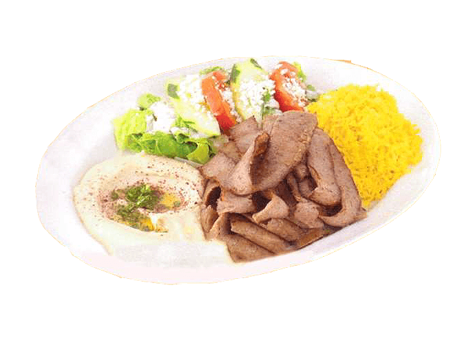 Steamed Rice with Sliced Meat and Vegetables on White Dinner Plate PNG Image