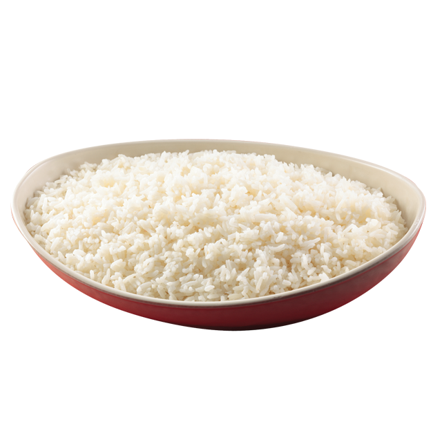 Steamed White Rice in Shallow Bowl Side View PNG Food Photograph