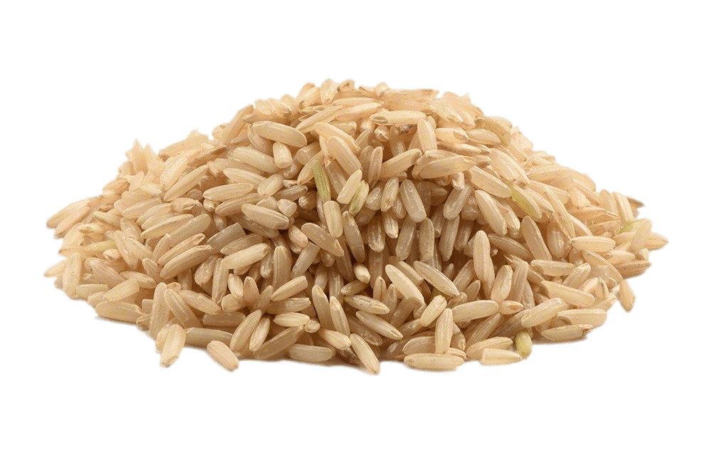 Uncooked Brown Long Grain Rice Pile Isolated Ingredient PNG Image