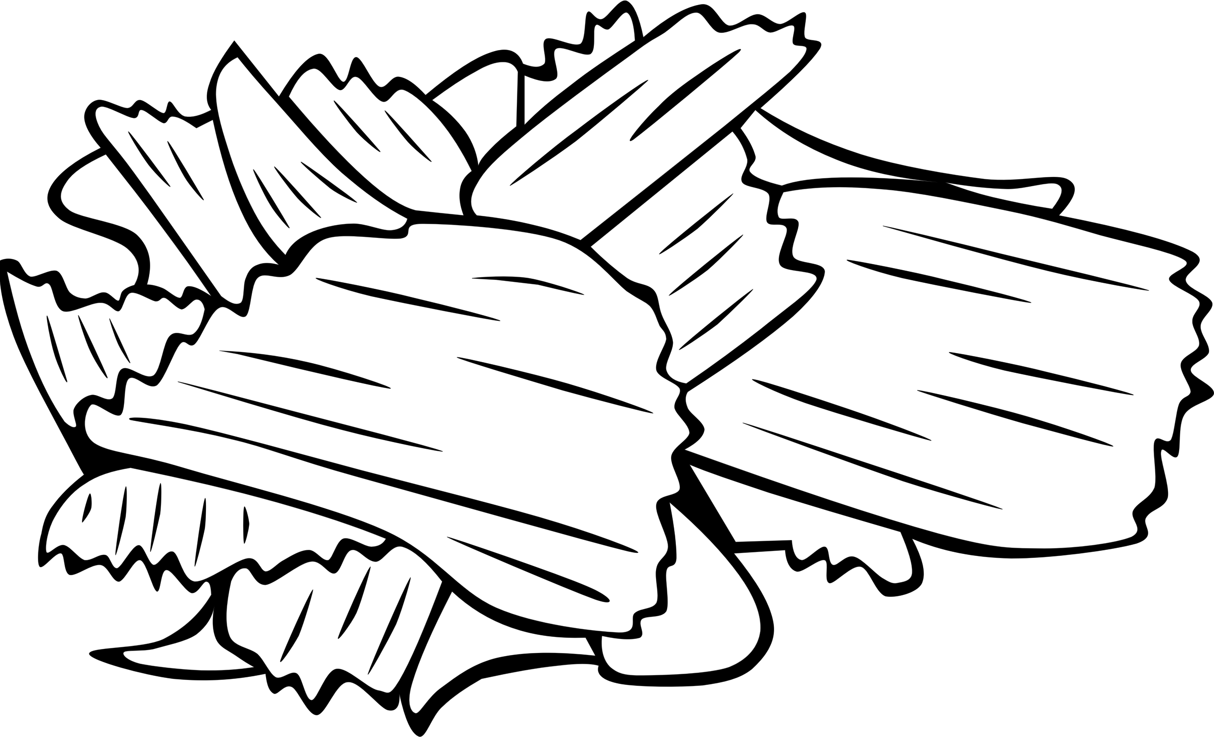 Black and White Outline Drawing of Stacked Potato Chips PNG Icon
