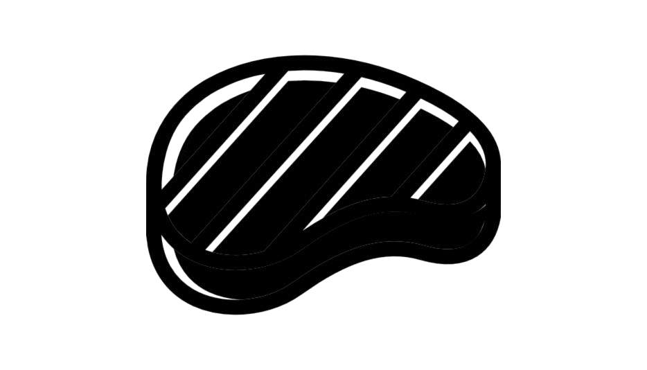 Black Meat Steak Silhouette with Diagonal Grill Marks PNG Icon