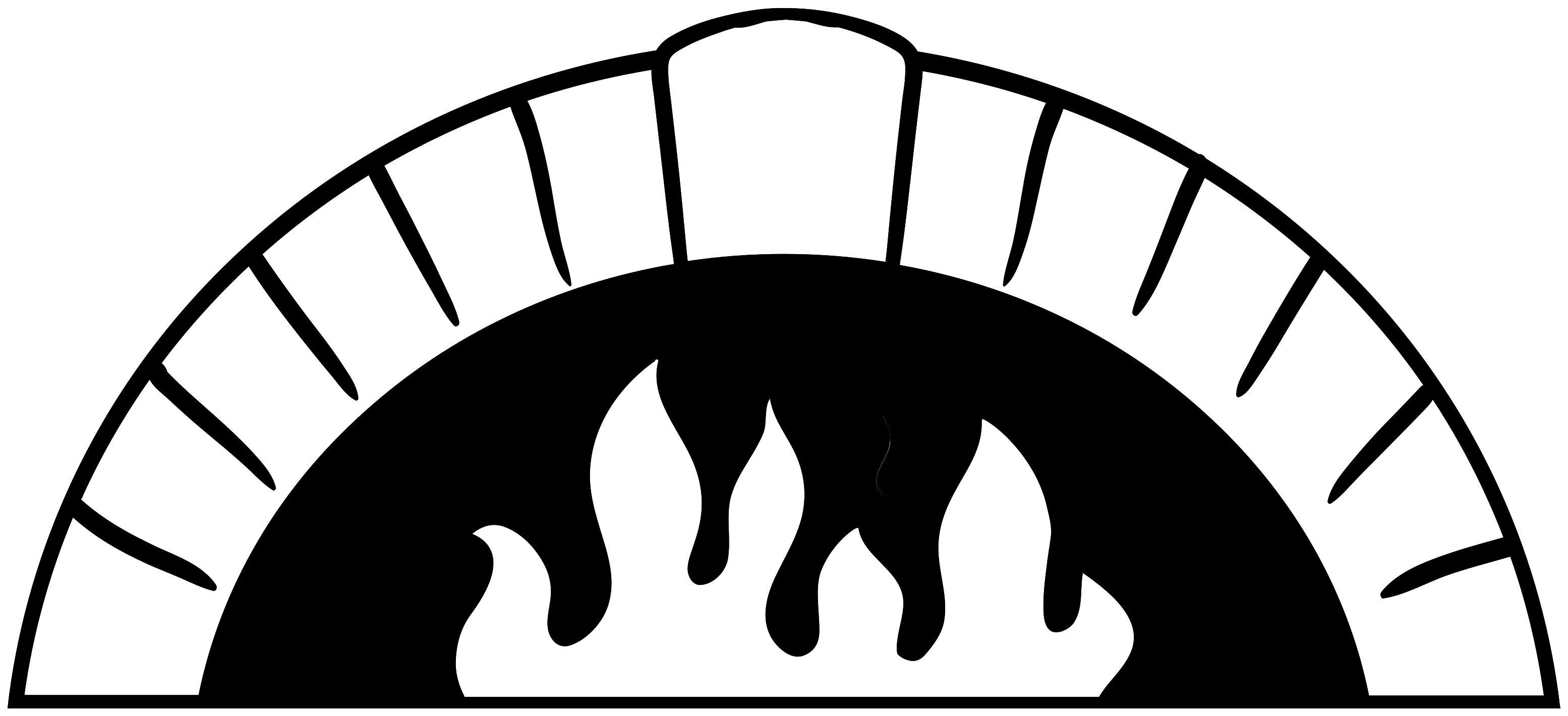 Black Oven Arch and Flames Pizza Baking Icon PNG Graphic