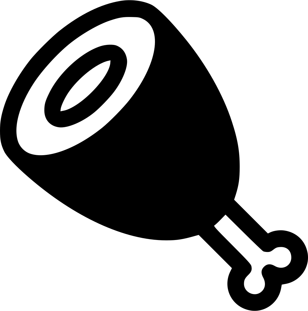 Black Silhouette of Roasted Meat Leg with Bone PNG Icon
