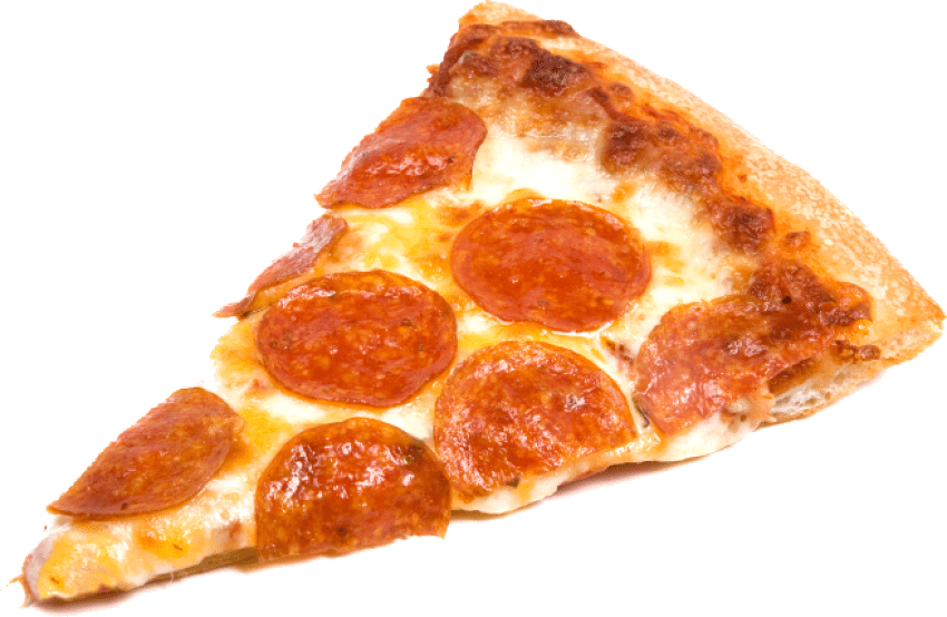 Close Up Pepperoni Style Pizza Slice with Melted Cheese PNG Image