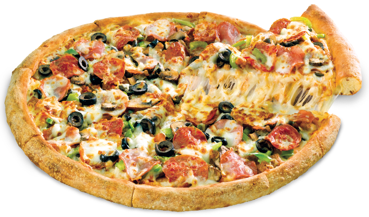 Creamy Mushroom and Spinach Pizza with Melted Cheese PNG Food Image