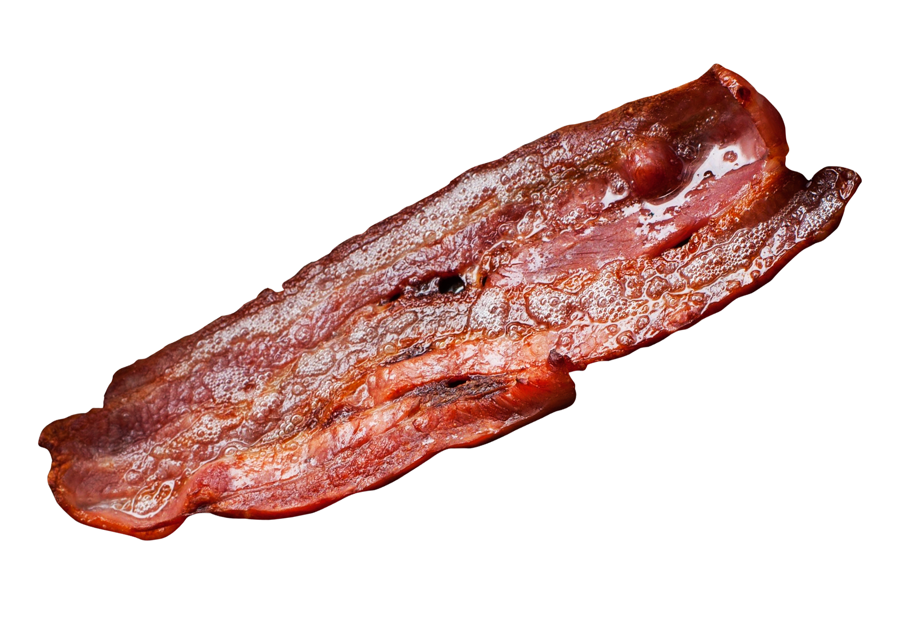 Crispy Smoked Meat Strips Isolated on White Background PNG Image
