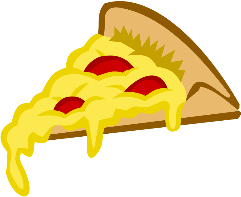Cute Cartoon Cheese Pizza Slice with Stretching Melted Cheese PNG