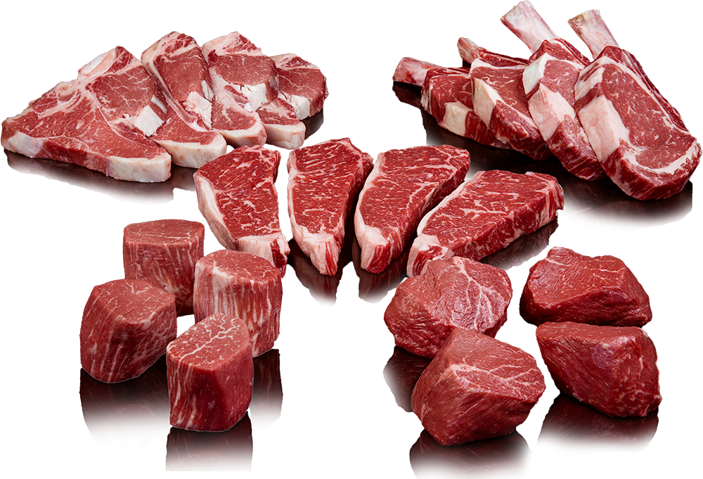 Diced Raw Meat Pieces and Chopped Steak Cuts PNG Butcher Image