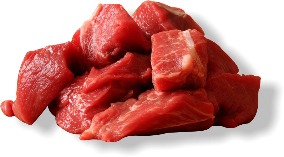 Fresh Red Beef Cubes Isolated Ingredient PNG Food Image