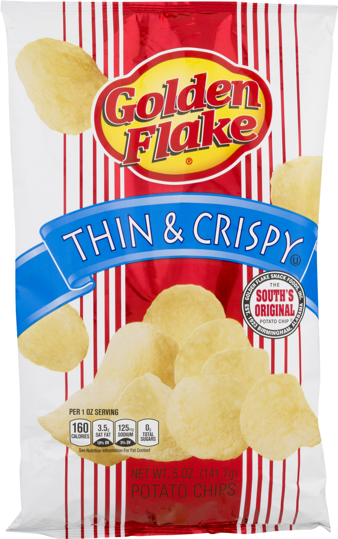Golden Flake Thin and Crispy Potato Chips Bag PNG Package Image