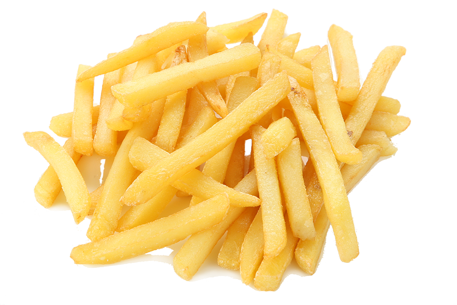 Golden Shoestring French Fries Isolated on White PNG Food Image