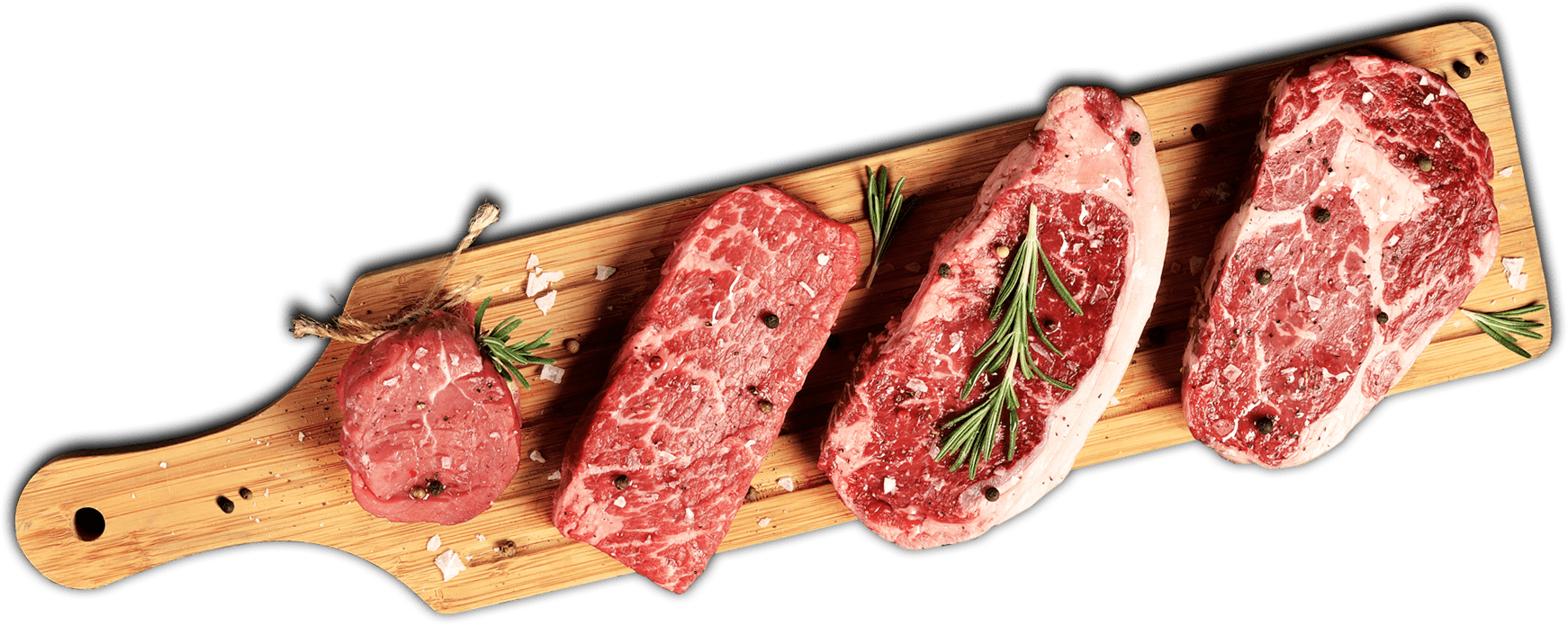 Grilled Meat Skewers on Wooden Serving Board with Herbs PNG Image