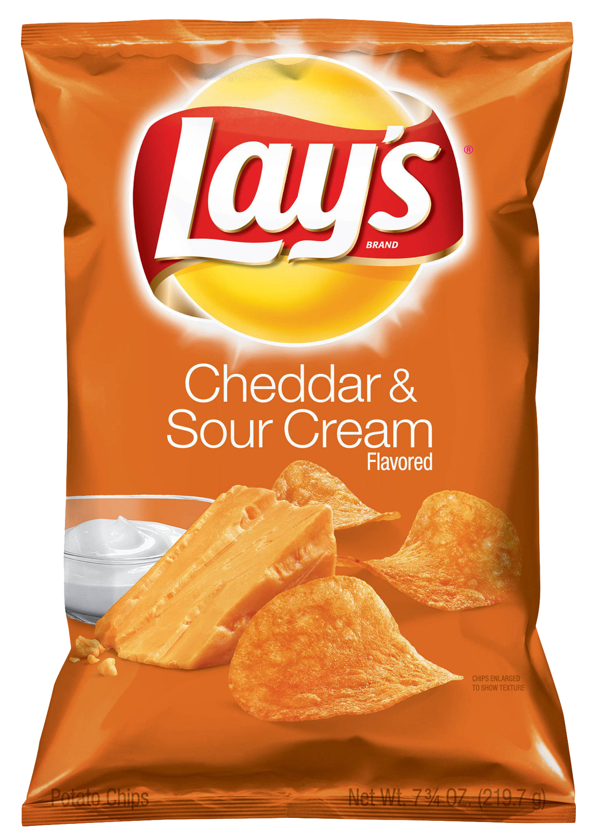 Lay’s Cheddar and Sour Cream Potato Chips Orange Bag PNG Product