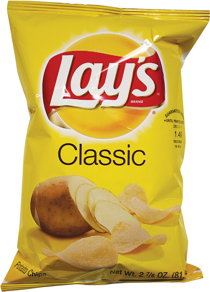 Lay’s Classic Potato Chips Yellow Packet Product Photo PNG