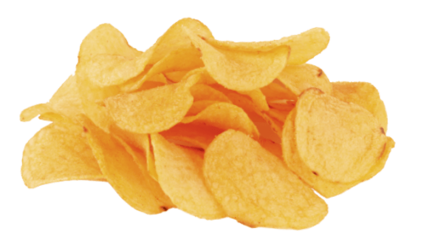Loose Pile of Thin Curved Potato Chips Isolated PNG Image