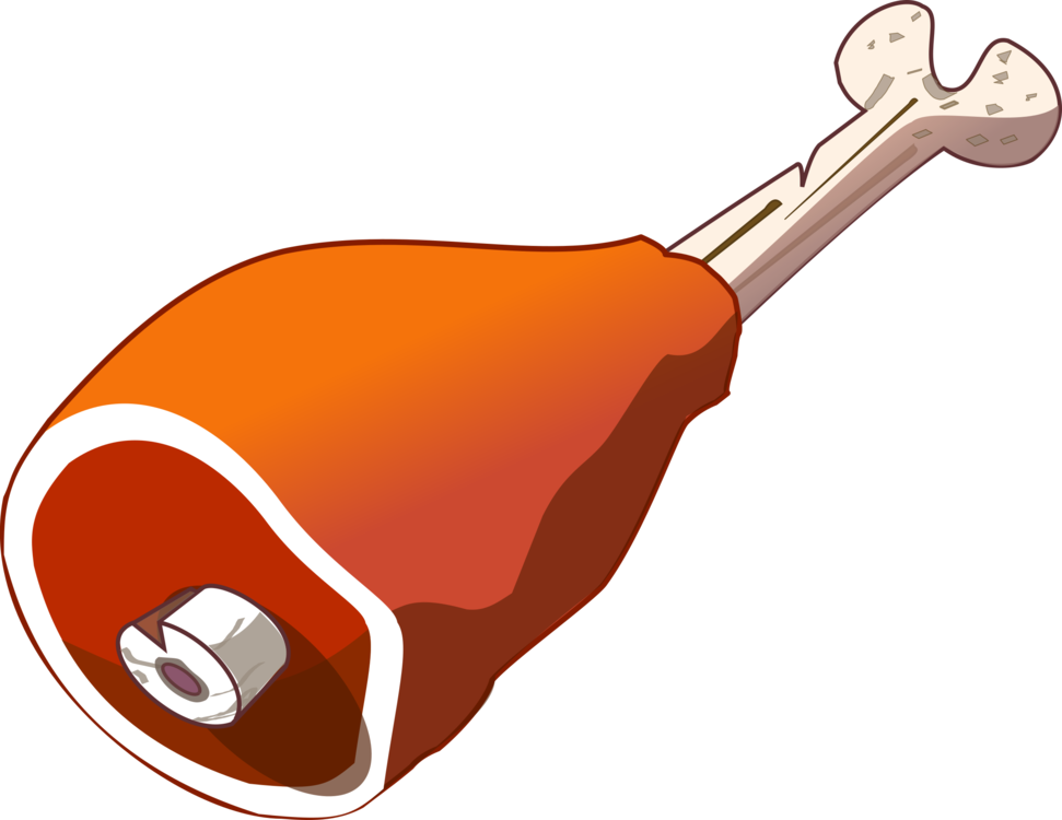 Orange Cured Meat Leg and Bone Cartoon Icon PNG Graphic
