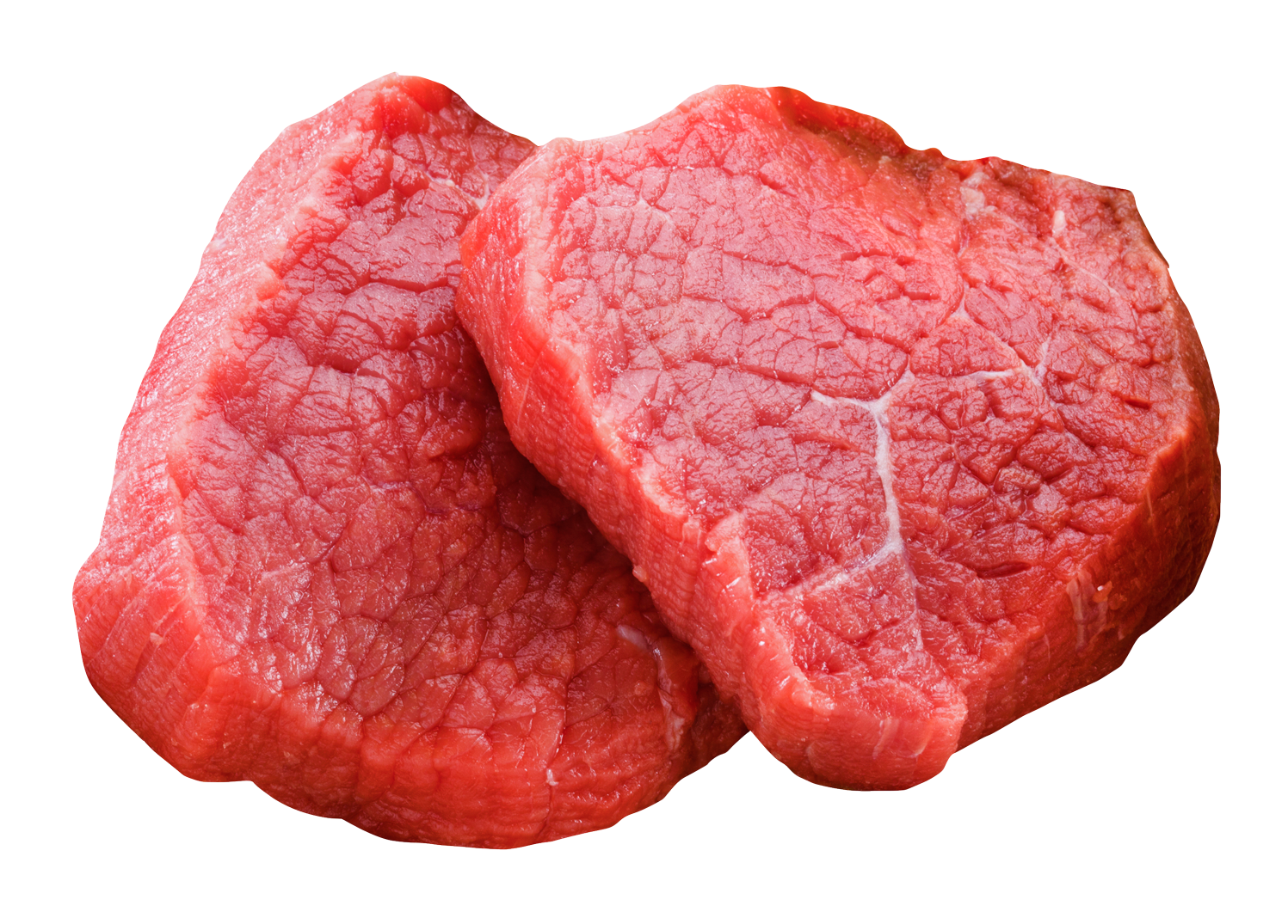 Raw Round Beef Steak Medallion Isolated on White PNG Cutout