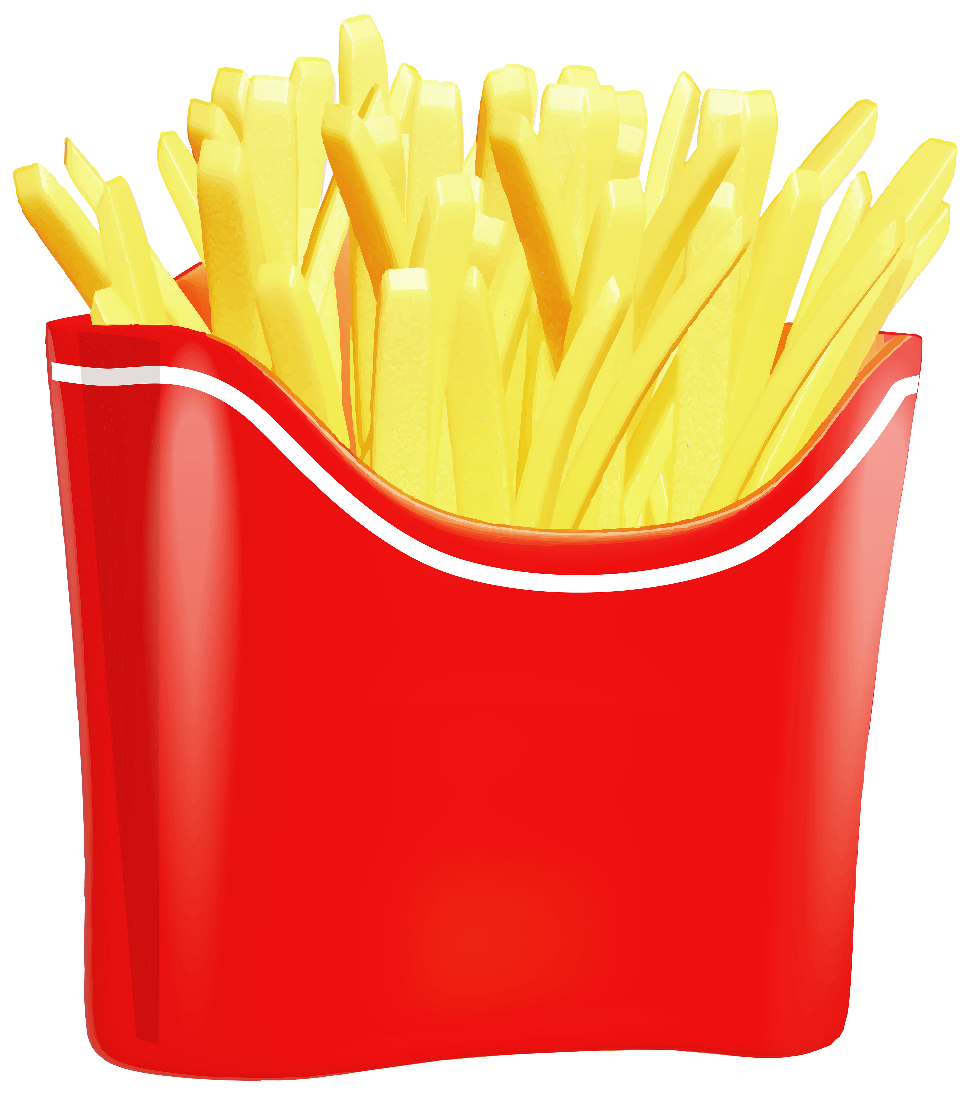 Red Cartoon French Fry Container Filled with Golden Fries PNG Icon