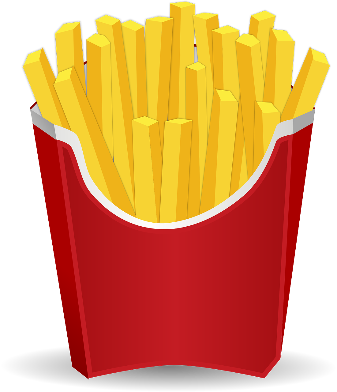 Red Fast Food Carton Filled with Golden French Fries PNG Illustration