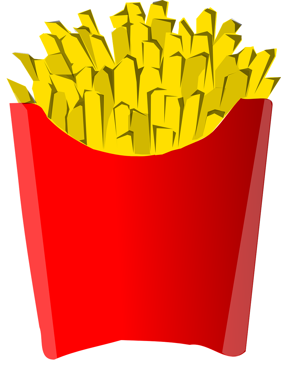 Red Fast Food Container Filled with Long French Fries PNG Illustration