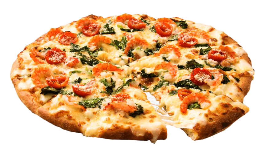 Round Vegetable Pizza with Mushrooms and Melted Cheese PNG Image