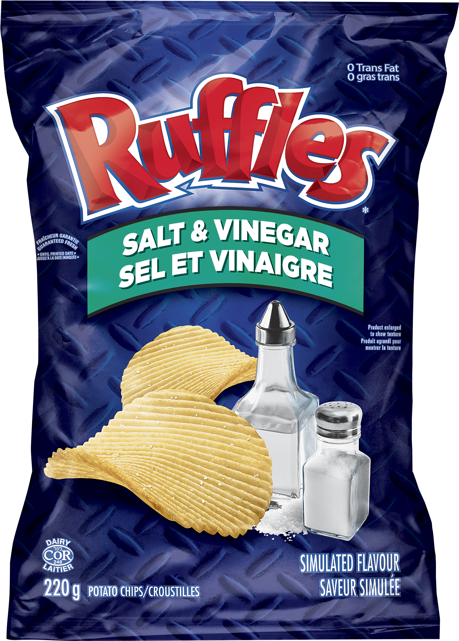 Ruffles Salt and Vinegar Ridged Potato Chips Bag Product PNG Image