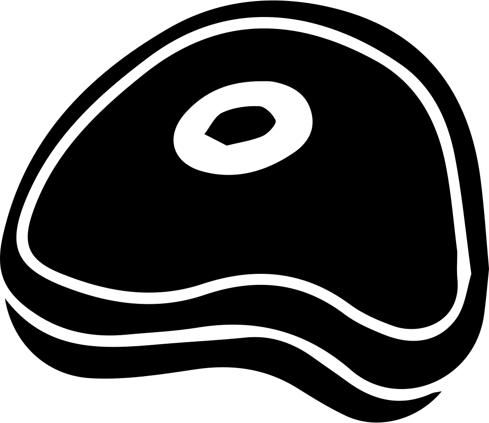 Simple Black Outline of Raw Beef Steak Cut PNG Illustration