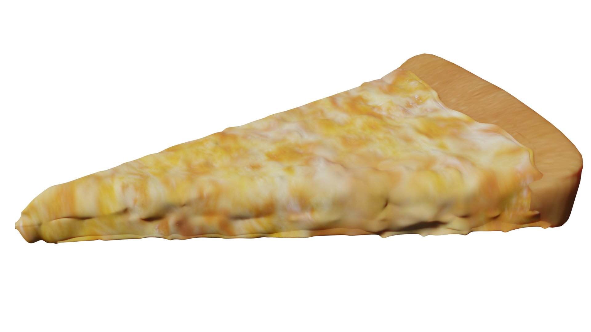 Single Golden Cheese Pizza Slice Isolated on White PNG Food Image