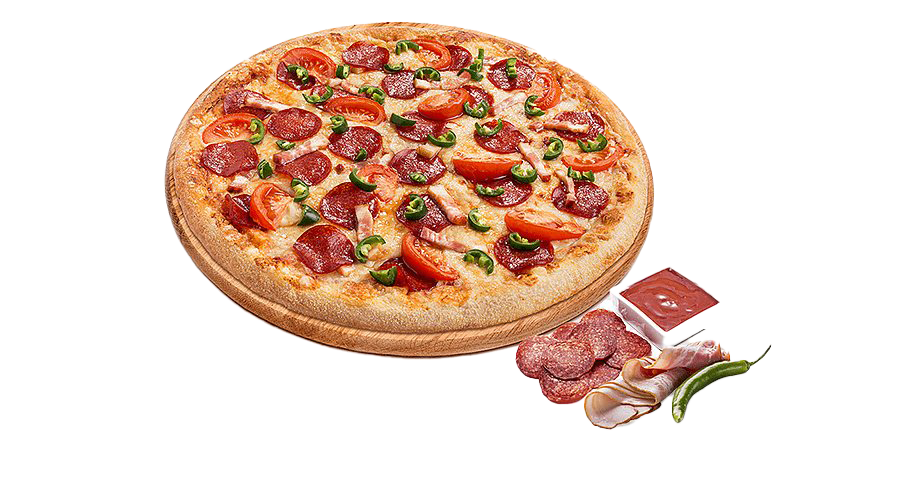 Small Italian Pizza with Tomato Basil and Fresh Herb Garnish PNG
