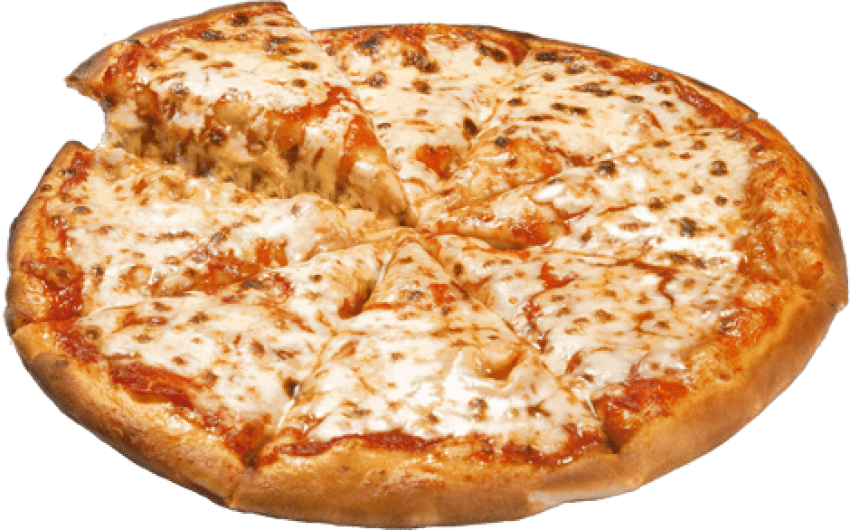 Thin Golden Cheese Pizza on White Background Isolated PNG Image