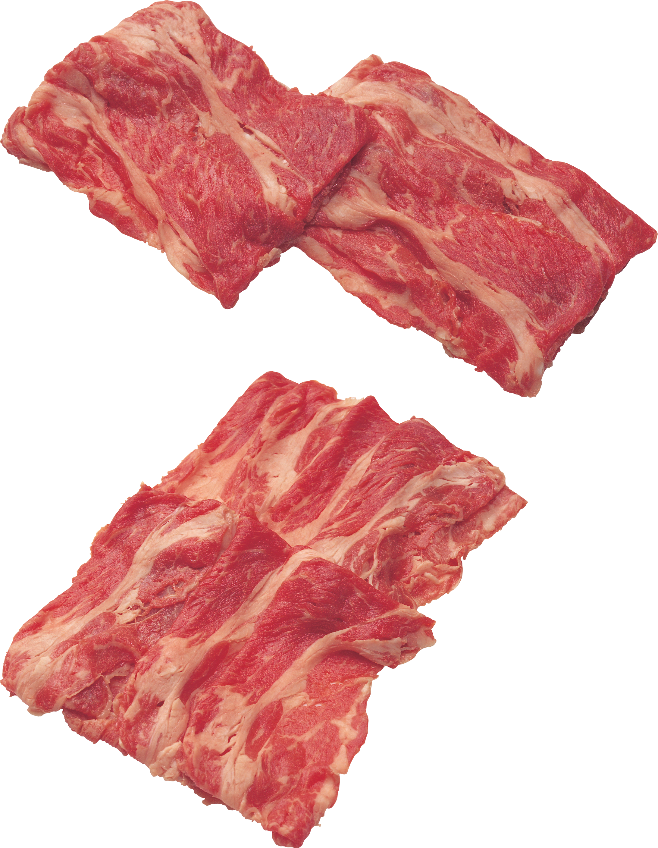 Thin Raw Meat Strips and Sliced Cuts Isolated PNG Food Image